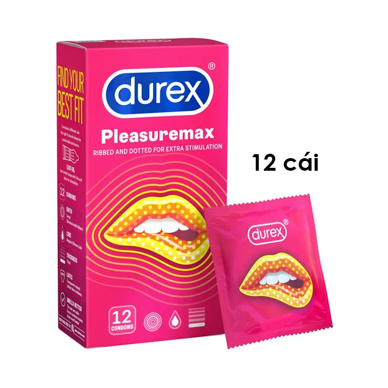 Bao cao su Durex Pleasuremax gân gai siêu kích thích hộp 12 cái