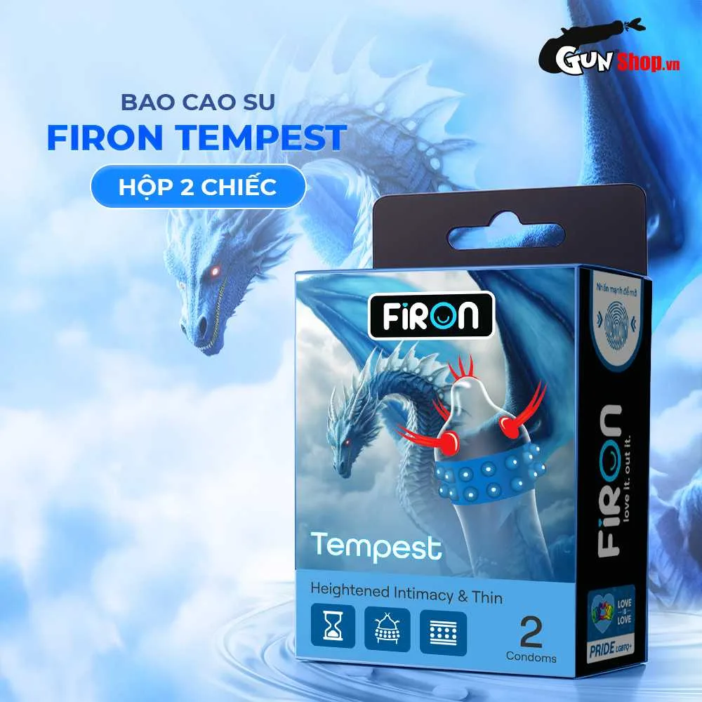 Bao cao su Firon Tempest - Hộp 1 bao gai, 2 vòng bi siêu lớn + 1 bao Firon Rush (Hộp 2 cái) — ảnh 3