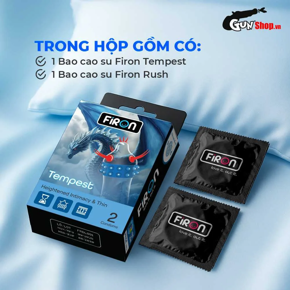 Bao cao su Firon Tempest - Hộp 1 bao gai, 2 vòng bi siêu lớn + 1 bao Firon Rush (Hộp 2 cái) — ảnh 4