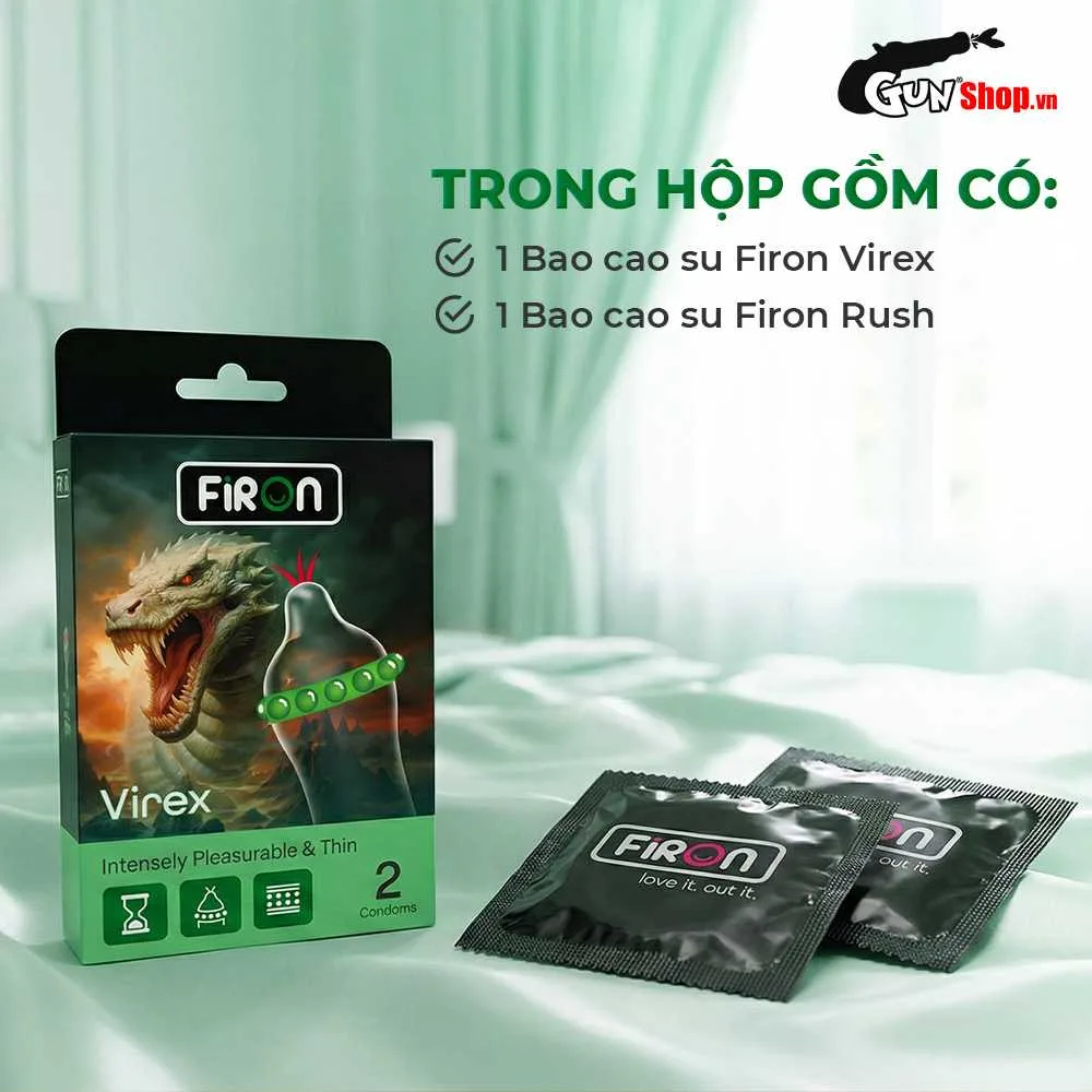 Bao cao su Firon Virex - Hộp 1 bao gai, 1 vòng bi siêu lớn + 1 bao Firon Rush (Hộp 2 cái) — ảnh 4
