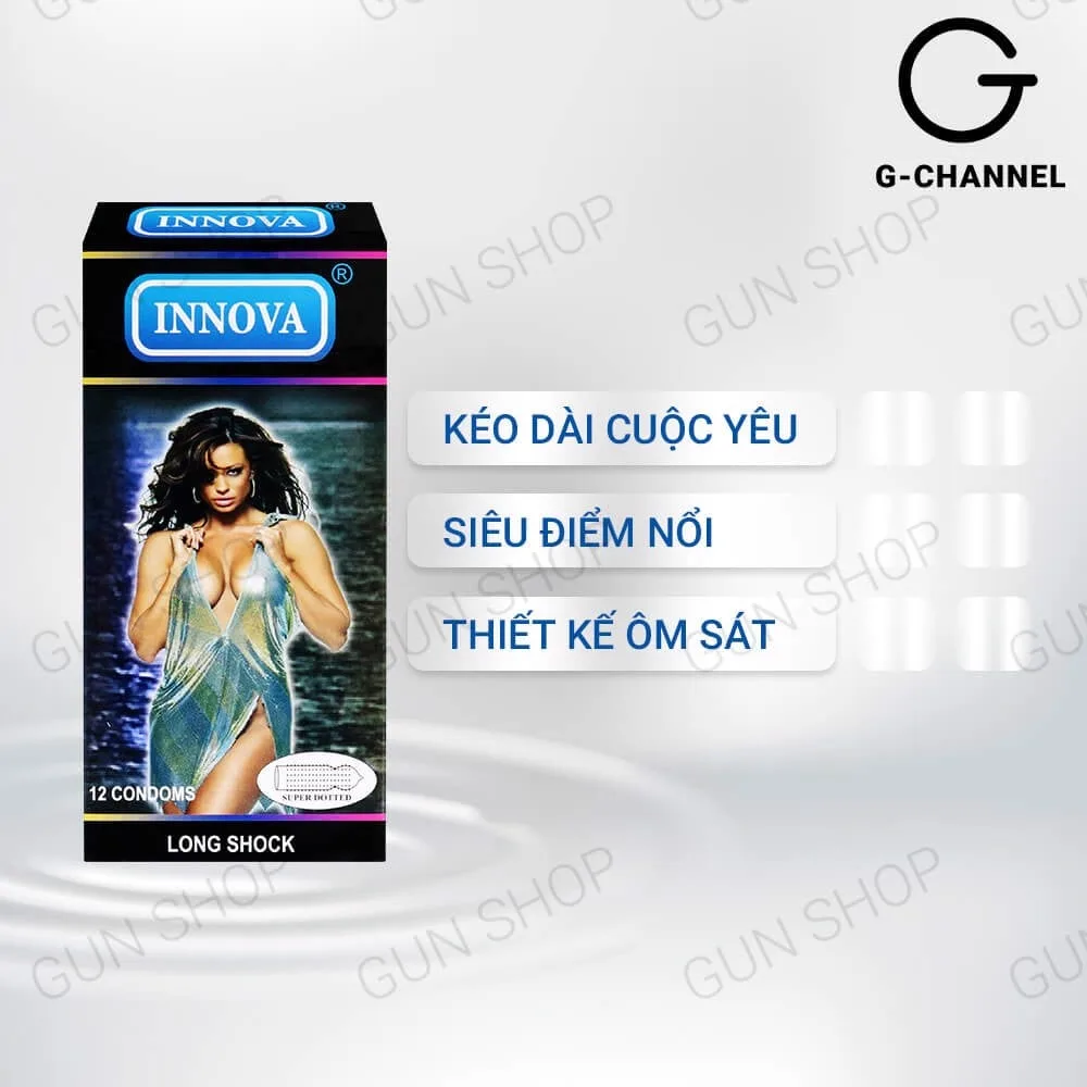 Bao cao su Innova Đen gân gai 12 cái tăng khoái cảm, kéo dài — ảnh 3
