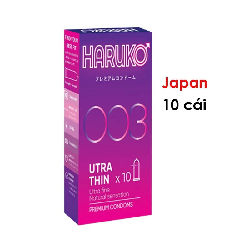 Bao cao su Haruko Utra Thin 0.03 chính hãng Nhật Bản hộp 10c bcs