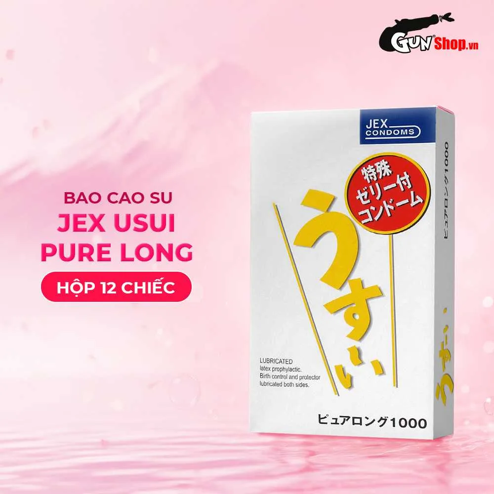 Bao cao su JEX Usui Pure Long - Siêu mỏng, gân nổi, nhiều gel bôi trơn - Hộp 12 cái — ảnh 3