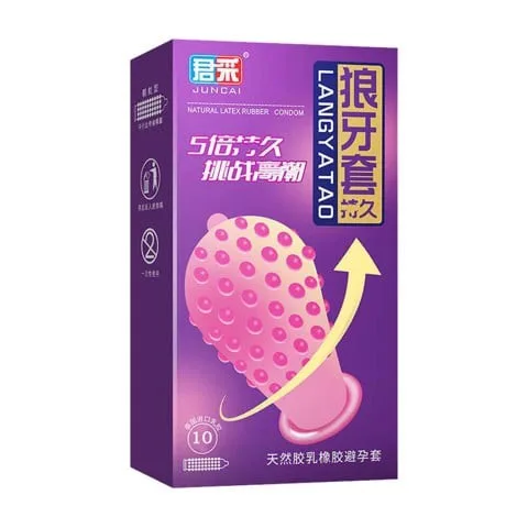 Bao cao su Juncai Langyatao Hạt nổi Hộp 10 cái siêu mỏng
