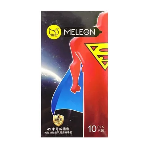 Bao cao su Meleon Supermen 49mm siêu mỏng, gel HA mượt, hộp 10