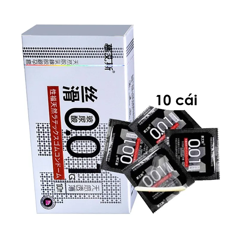 Muaisi 0.01 Trắng siêu mỏng, mượt mà, hộp 10 cái tiện lợi