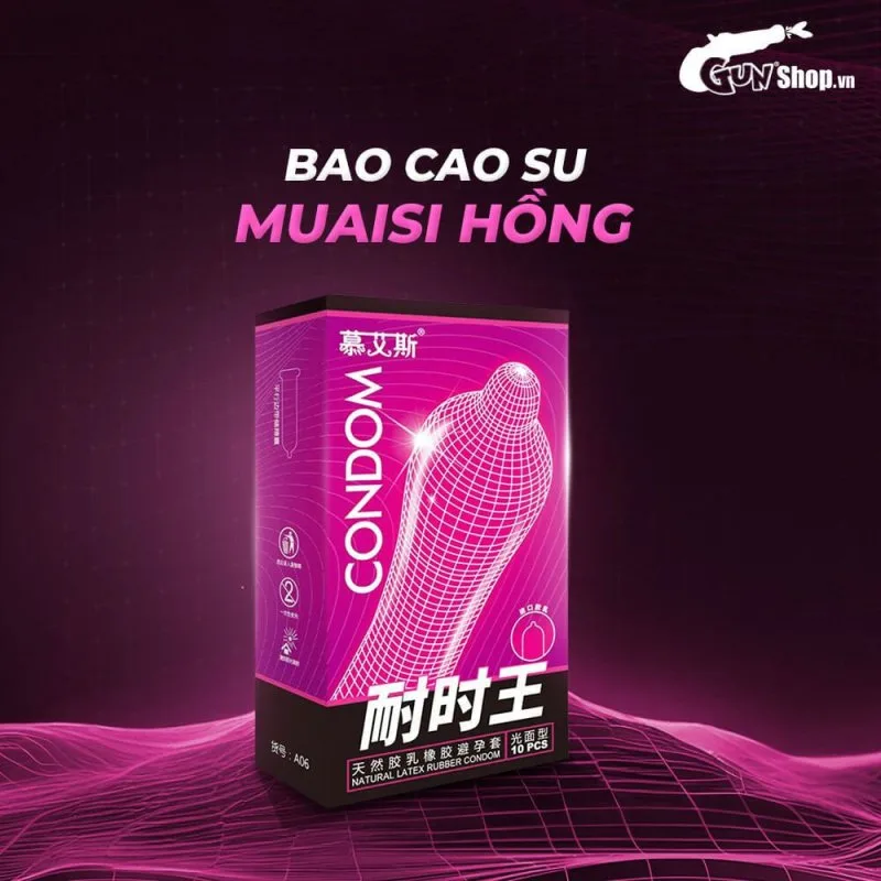 Bao cao su Muaisi Hồng siêu mỏng gel tự nhiên an toàn 10 cái — ảnh 3