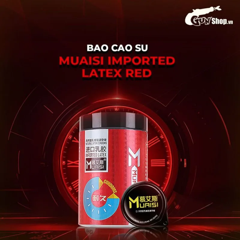 Muaisi Bao Cao Su Latex Nhập Khẩu Đỏ Kéo Dài 12 Cái Hộp — ảnh 4