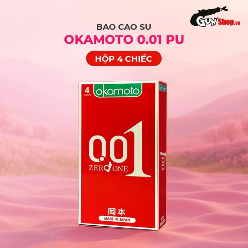 Bao cao su Okamoto 0.01 PU siêu mỏng cực mềm hộp 4 cái tiện lợi — ảnh 3