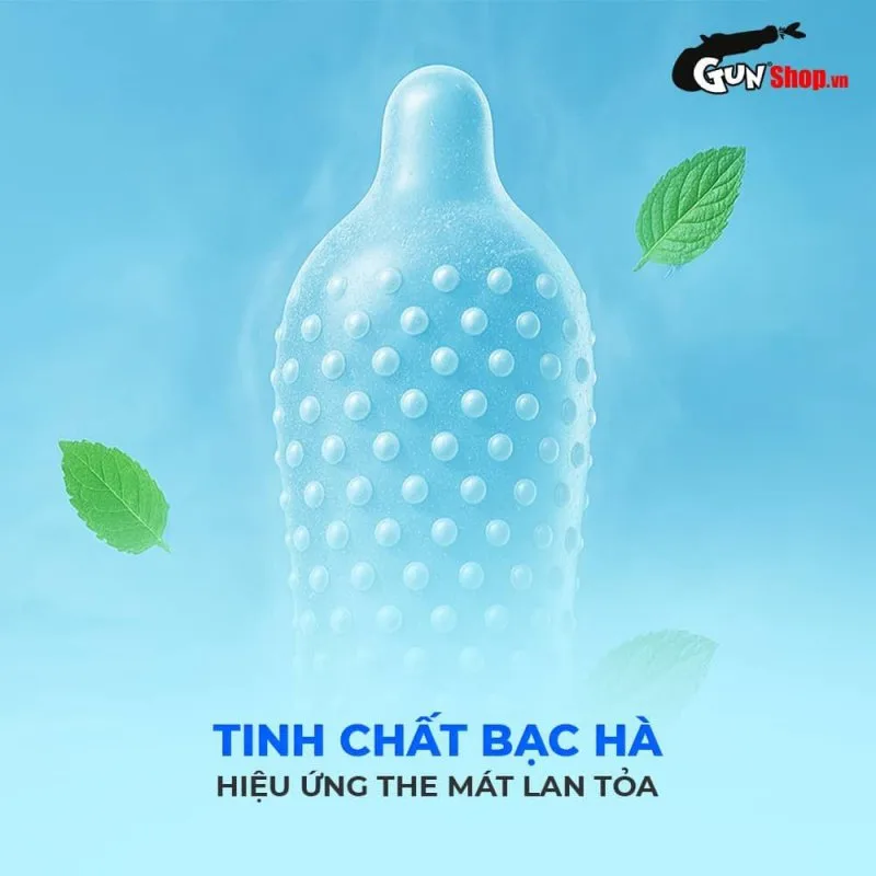 Okamoto Dot De Cool hộp 10 cái Gai lạnh tăng khoái cảm, bền lâu — ảnh 6