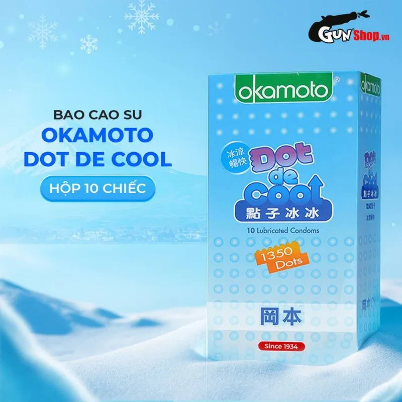 Okamoto Dot De Cool hộp 10 cái Gai lạnh tăng khoái cảm, bền lâu — ảnh 3