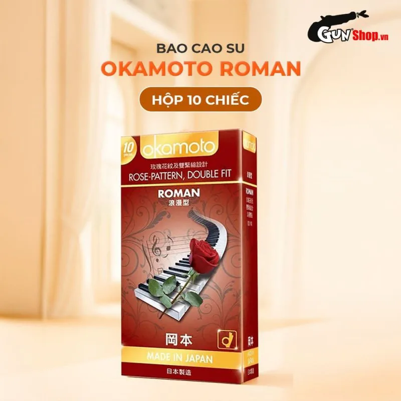 Okamoto Roman vân hoa hồng ôm sát Hộp 10 bao cao su siêu mềm mại — ảnh 3