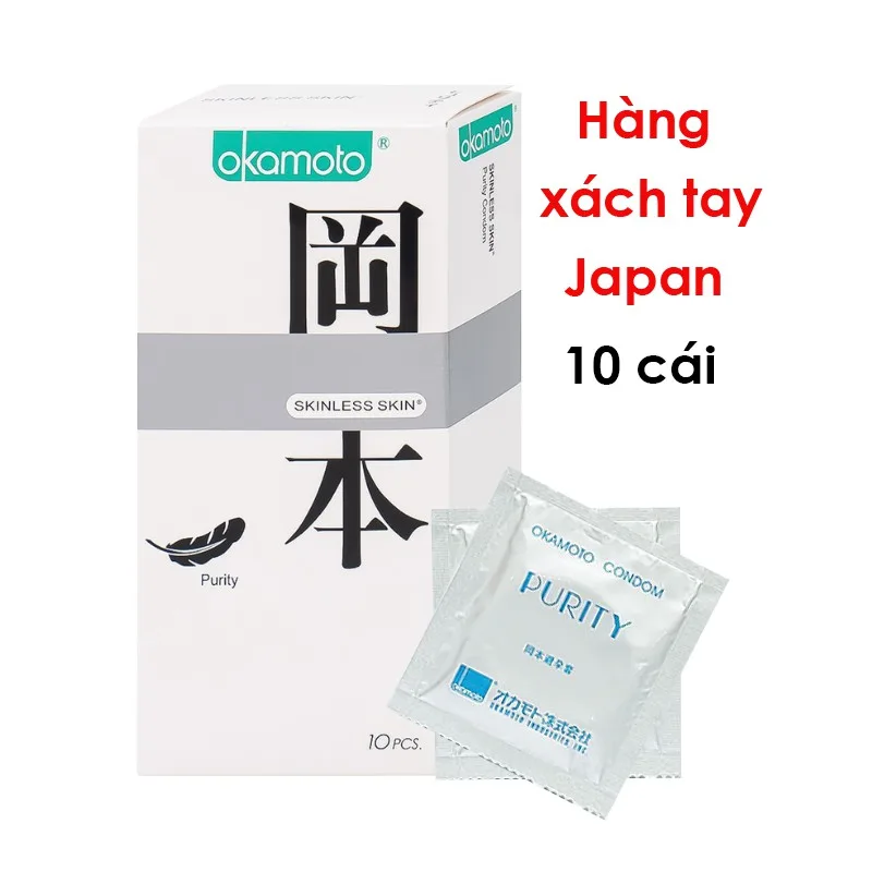 Bao cao su Okamoto Skinless Skin Purity mỏng nhẹ giá tốt 10 cái