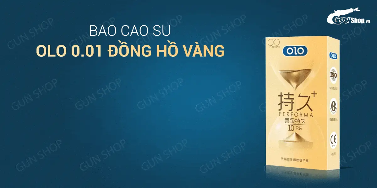 Bao cao su OLO 0.01 Đồng Hồ Vàng hộp 10 cái kéo dài thời gian — ảnh 2