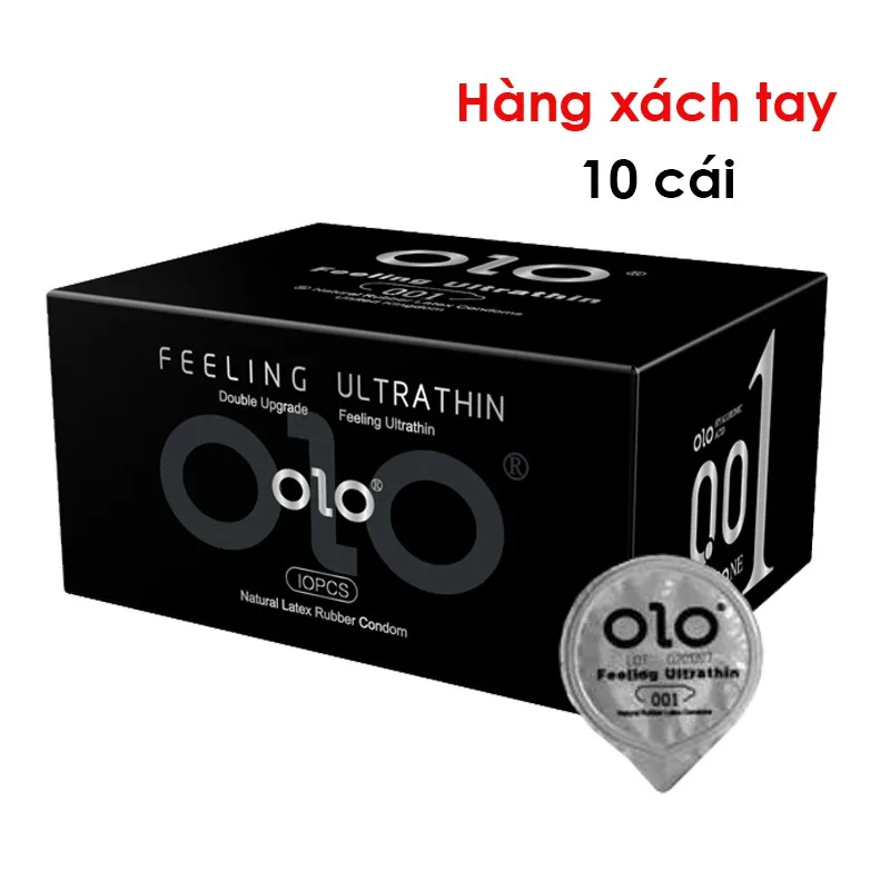 Bao cao su OLO 0.01 Đen siêu mỏng hương vani thơm mát hộp 10 cái an toàn