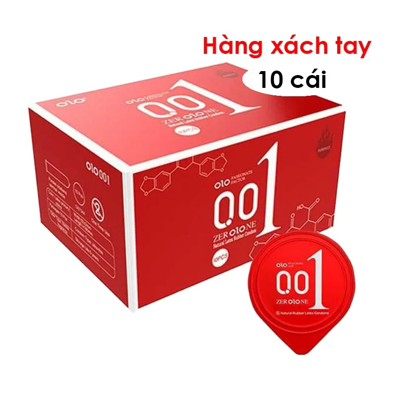 Bao cao su OLO 0.01 Đỏ - Siêu mỏng nóng ấm - Hộp 10 cái