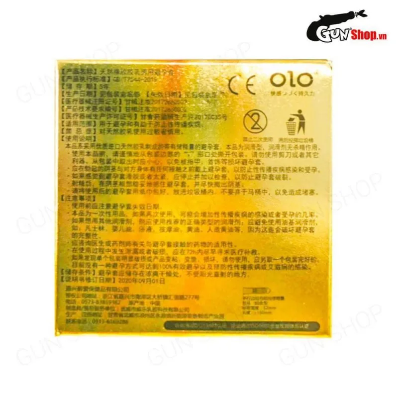 Bao cao su OLO 0.01 Zero Vàng siêu mỏng gân hạt hộp 10 cái an toàn — ảnh 6