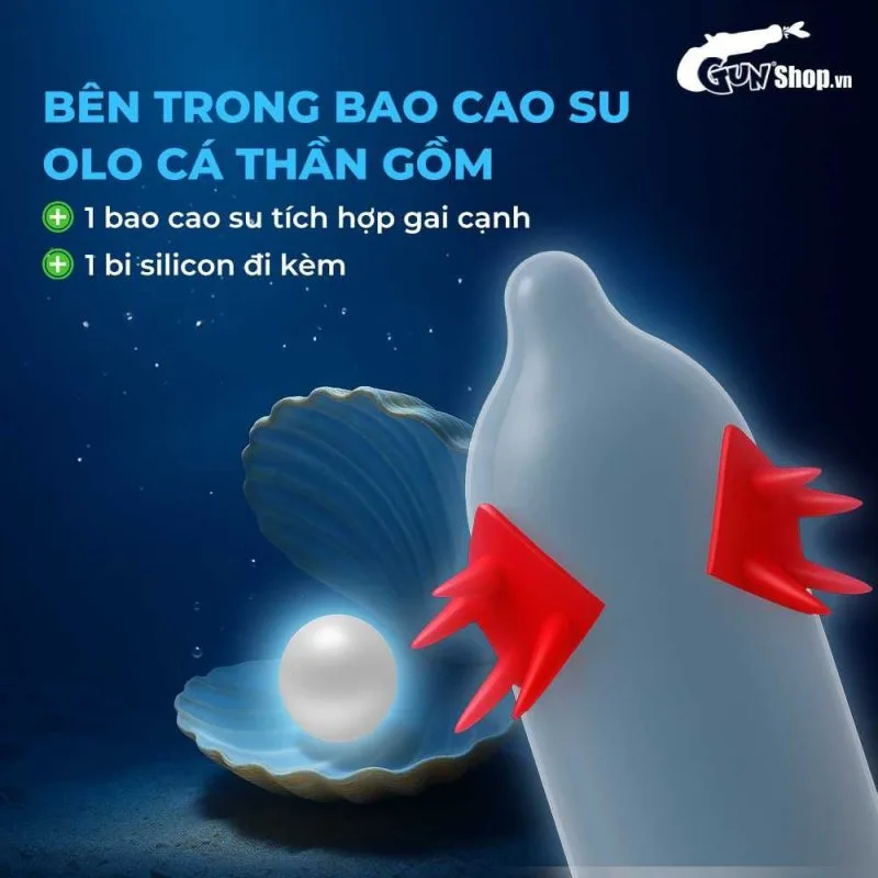 Bao cao su OLO Cá Thần Gai cạnh Tăng khoái cảm Hộp 1 cái bi silicon — ảnh 4