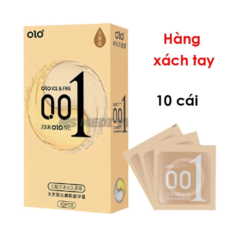 Bao cao su Olo Ice &amp; Fire siêu mỏng 0.01 cảm giác nóng lạnh