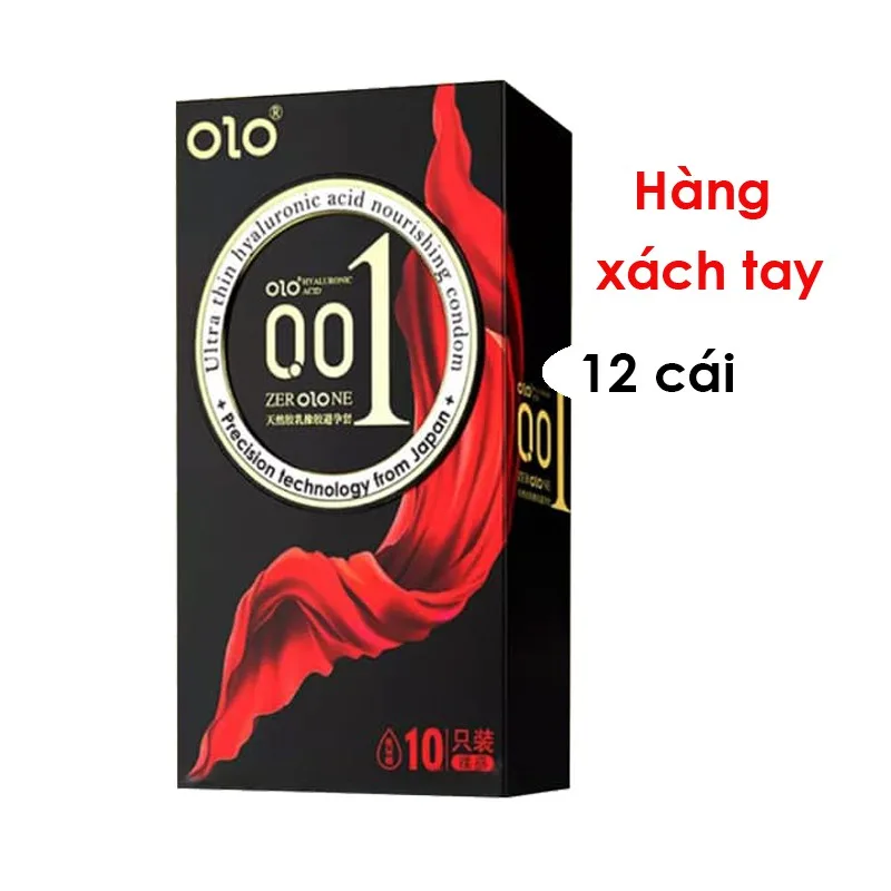 Bao cao su Olo đen siêu mỏng 0.01 ôm sát hộp 10 cái khuyến mãi