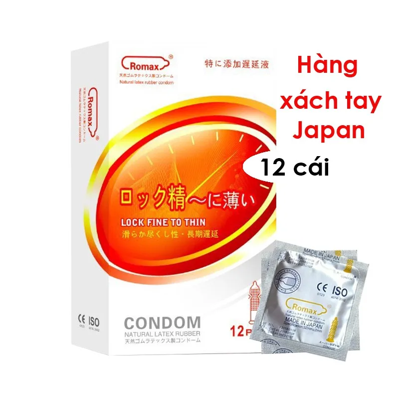 Bao cao su Romax Lock Fine Nhật Bản 12c gân gai mỏng nhẹ