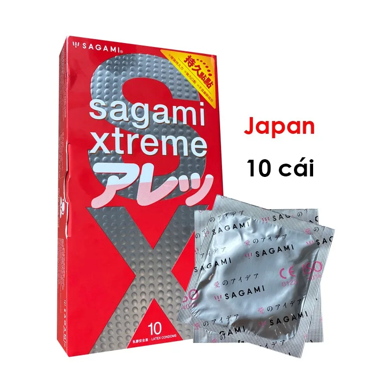 Bao Cao Su Sagami Xtreme Feel Long gân gai Hộp 10 cái siêu mượt