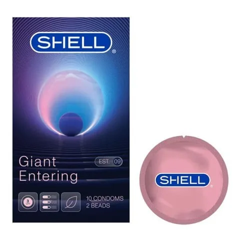 Bao cao su Shell Giant Entering gân nổi bi silicon tăng kích thích 3cm hộp 10
