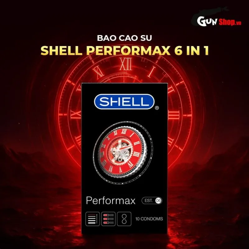 Bao cao su Shell Performax 6 in 1 Hộp 10 cái Kéo dài yêu — ảnh 5