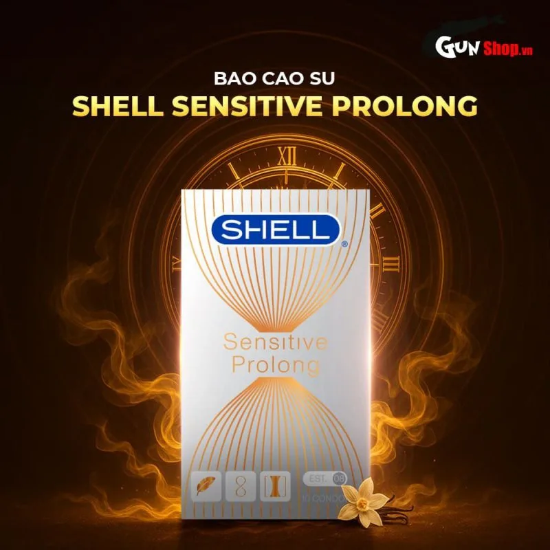 Bao cao su Shell Sensitive Prolong siêu mỏng kéo dài thời gian hộp 10 cái — ảnh 5