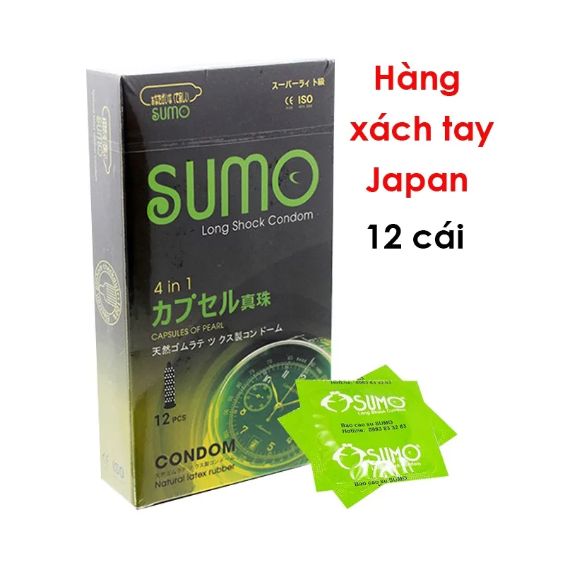 Bao cao su Sumo Long Shock 4 in 1 gân gai hộp 12c giá tốt