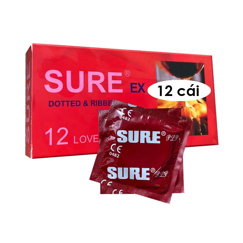 Sure Đỏ Bao Cao Su Trơn Mịn Hộp 12 Cái Bảo Vệ Tối Ưu