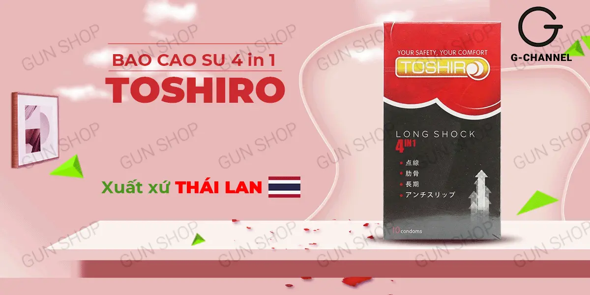 Bao cao su Toshiro Long Shock 4in1 - Kéo dài thời gian - Hộp 10 cái — ảnh 2