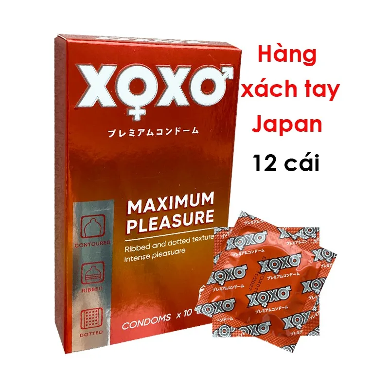 Bao cao su XOXO gân gai chính hãng Nhật Bản hộp 10 chiếc bcs