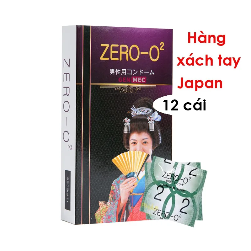 Bao cao su Zero O2 siêu mỏng Nhật Bản hộp 12 cái an toàn chất lượng