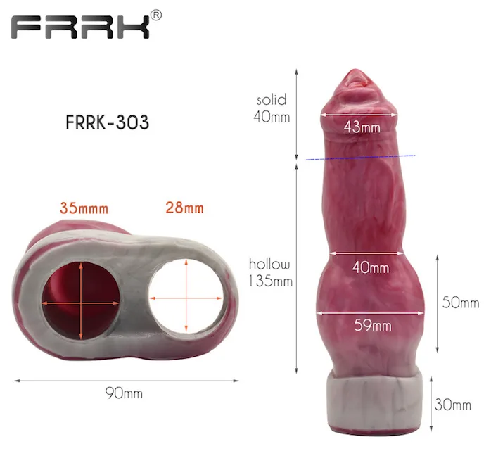 Bao cao su đôn dên FRRK FR‑303 dương vật chó sói có quai đeo siêu kích thích — ảnh 4
