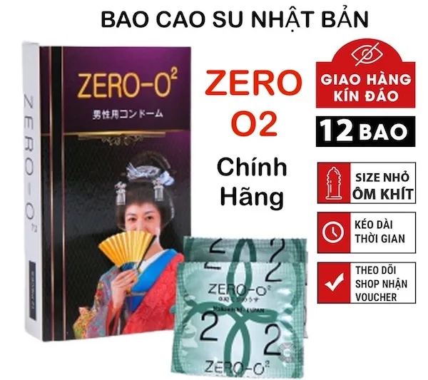 Bao cao su Zero O2 siêu mỏng Nhật Bản hộp 12 cái an toàn chất lượng