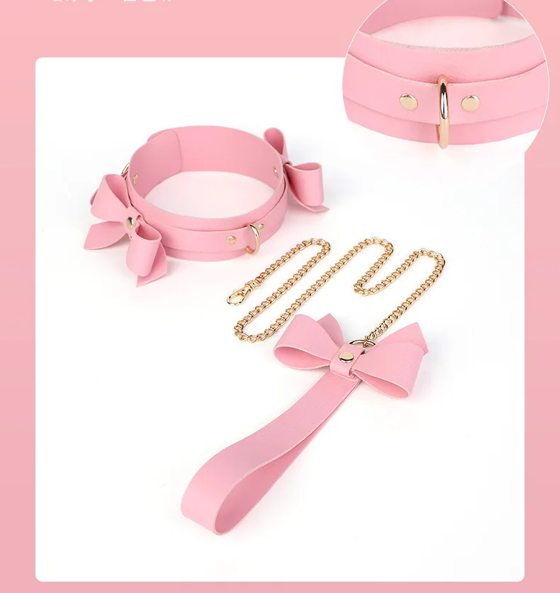 Bộ dụng cụ bạo dâm 5 món đính nơ siêu đẹp dễ thương Bộ Đồ Bạo Dâm 5 Món Đính Nơ Siêu Đẹp Đầy Quyến Rũ Và Độc Đáo — 3 ⃣ Vòng cổ + dây xích – Biểu tượng tối thượng của quyền
