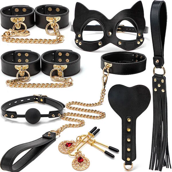 Bộ đồ chơi BDSM cao cấp 8 món sang trọng đen đỏ hấp dẫn — ảnh 4