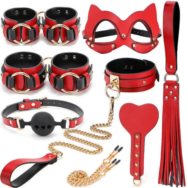 Bộ đồ chơi BDSM cao cấp 8 món sang trọng đen đỏ hấp dẫn — ảnh 3