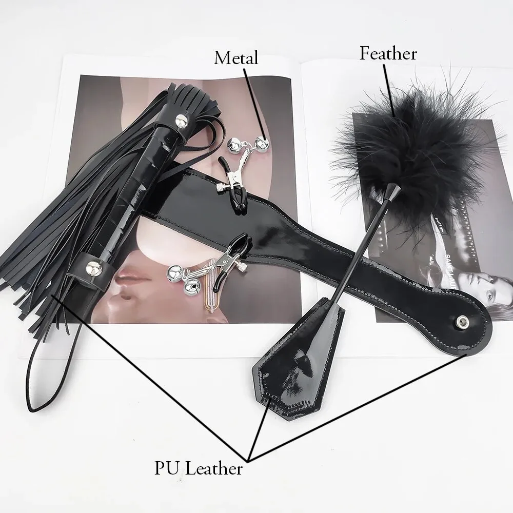 Bộ đồ bạo dâm 4 món BDSM kích thích đam mê roi gậy kẹp mông — ảnh 3
