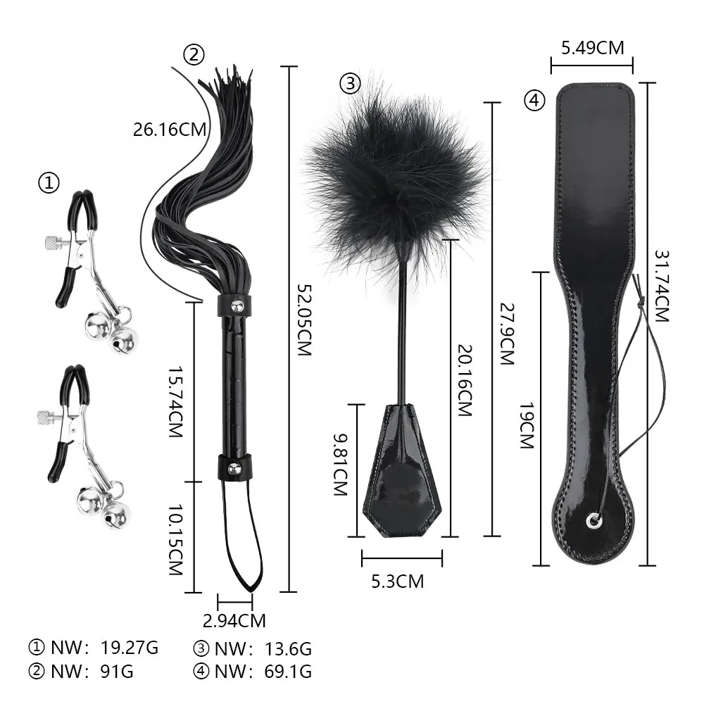 Bộ đồ bạo dâm 4 món BDSM kích thích đam mê roi gậy kẹp mông — ảnh 2