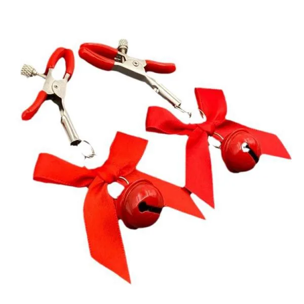 bộ kẹp vú lục lạc đính nơ dễ thương đồ chơi BDSM quyến rũ