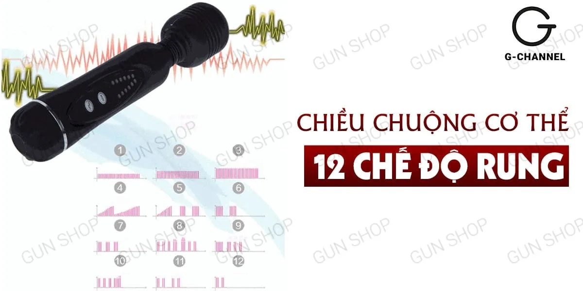 Cây massage mini Baile Power Wand 12 chế độ rung mạnh mẽ — Chất liệu cao cấp an toàn cho da