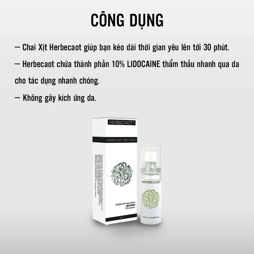 Herbecaot Đài Loan 15ml xịt kéo dài thời gian siêu hiệu quả — ảnh 5