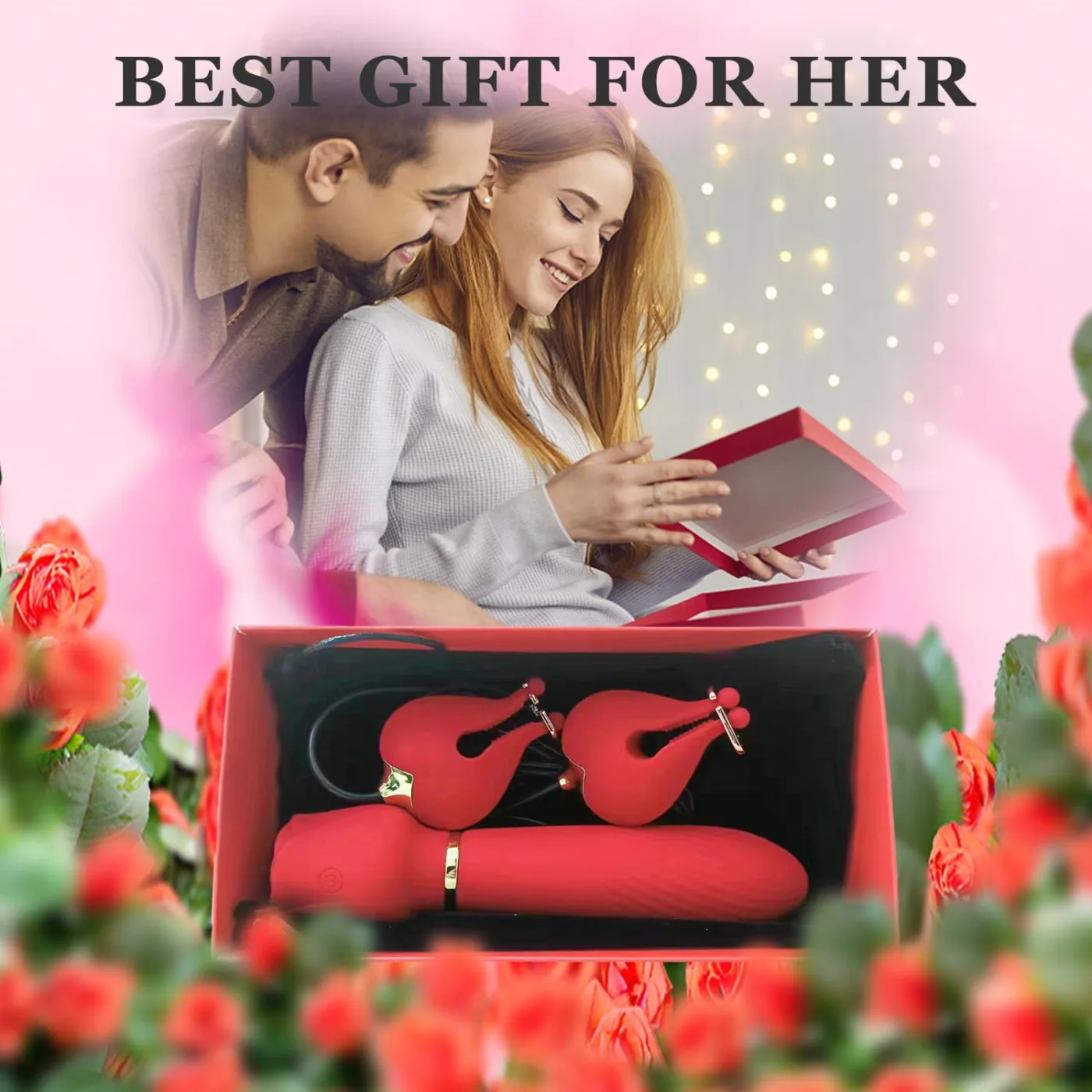 Chày rung 2 đầu kích thích điểm G, đồ chơi tình dục kẹp vú — Dụng cụ kẹp vú đầu ti đi kèm cũng cho cảm giác kích thích