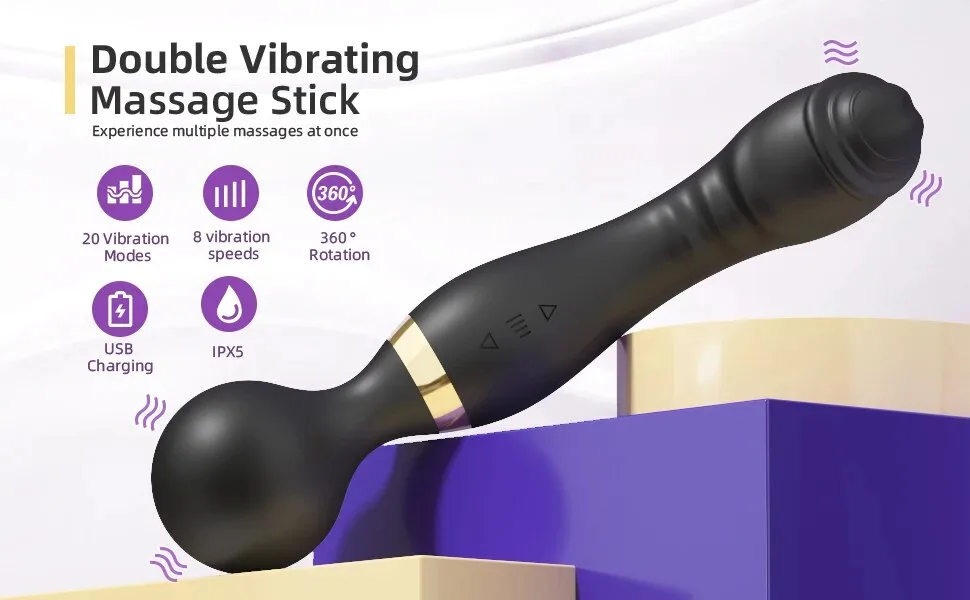 Chày rung 2 đầu xoay 360 độ kích thích điểm G tăng khoái cảm — ảnh 4