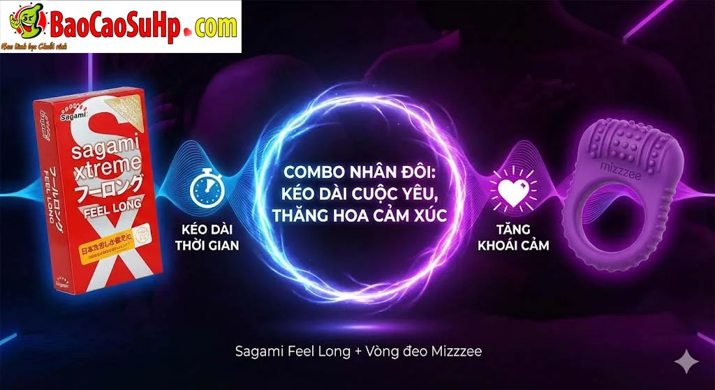 Combo vòng đeo gai nổi sần và Bao cao su Sagami Feel Long "NHÂN ĐÔI KHOÁI CẢM, KÉO DÀI CUỘC YÊU"