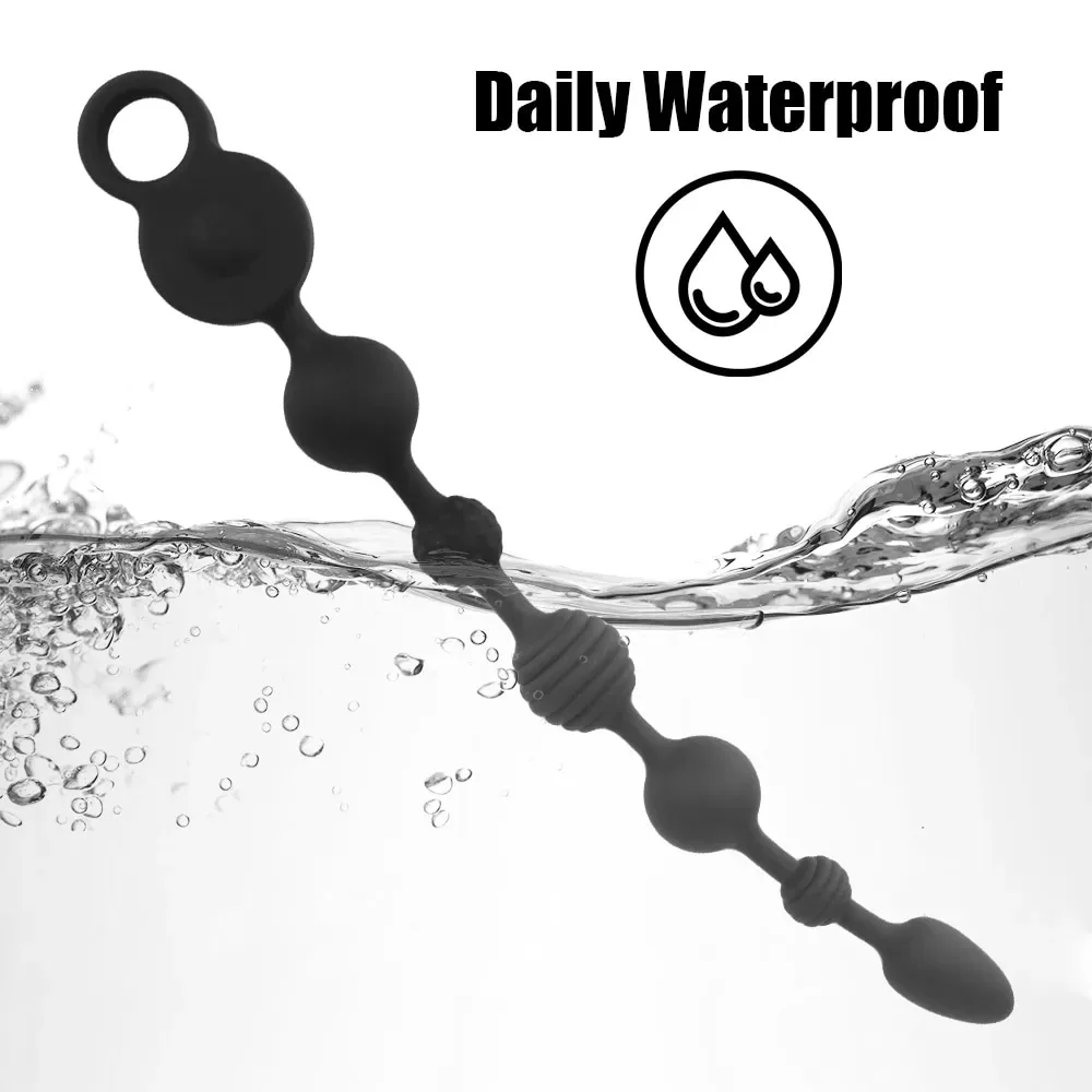 Que rung chuỗi Dildo đen 35/43cm kích thích hậu môn cực mạnh — hình 3