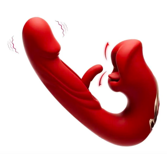 Dildo Rung Liếm Mút Đá Lưỡi Red Lips 3 Trong 1 Máy Massage Âm Vật Điểm G — ảnh 7