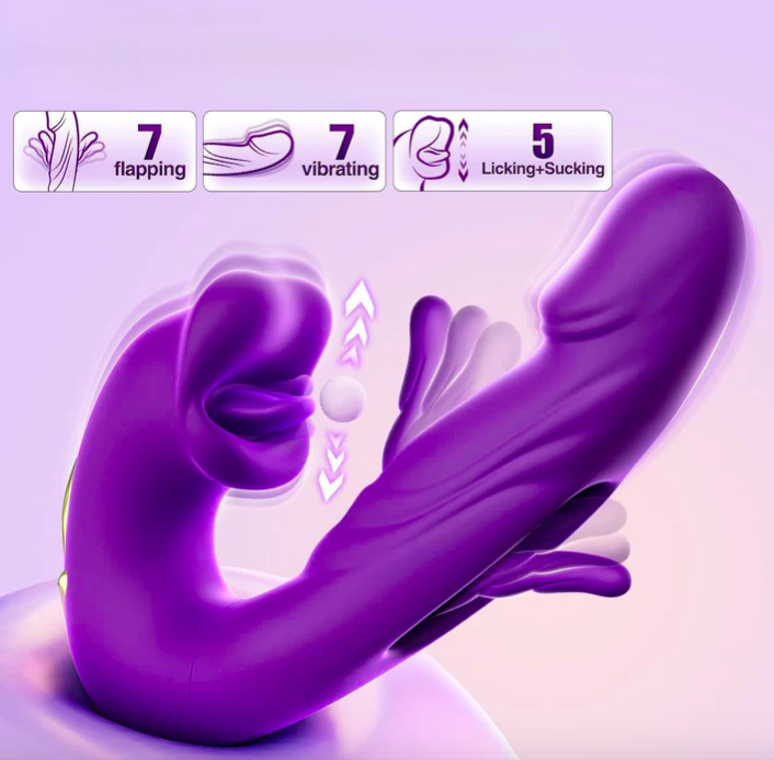 Dildo Rung Liếm Mút Đá Lưỡi Red Lips 3 Trong 1 Máy Massage Âm Vật Điểm G — ảnh 3